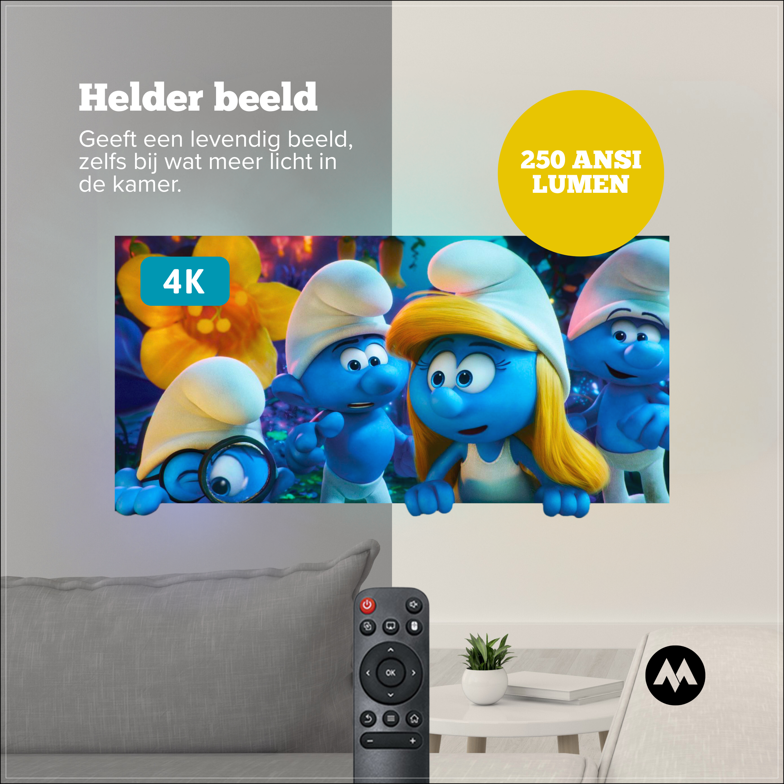 Heldere beeldprojectie van de Minolux Mini Beamer